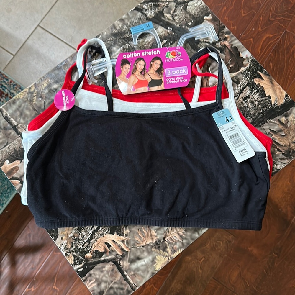 NEW - Size 44 - Cotton Stretch - 3 Pack - Cami Strap Comfort Bras